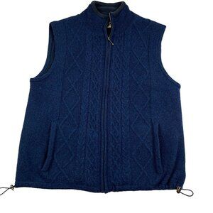 Aran Woolen Mills 100% New Wool Knit Sweater Vest Full Front Zip Men’s Size M